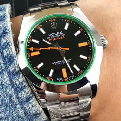 勞力士ROLEX MILGAUSS閃電系列116400-GV-72400黑盤搭載瑞士ETA-2836全自動機械機芯