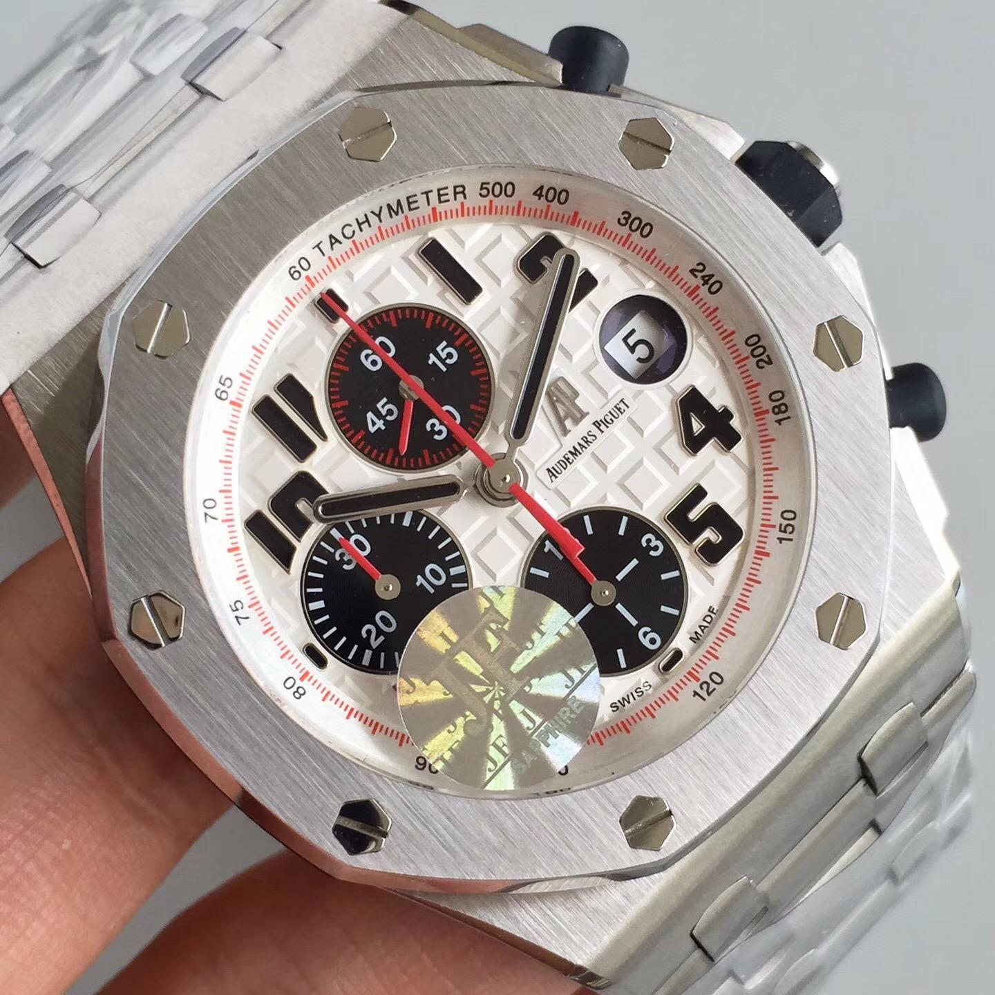 JF廠 AP  愛彼 Royal Oak Offshore 皇家橡樹離岸型小熊貓 鋼帶版 搭載亞洲ETA-7750改3126自動計時機械 折疊扣