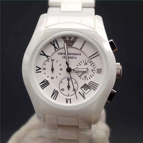 阿瑪尼經典陶瓷系列男女士腕錶白色pvd橡膠錶帶白色錶盤