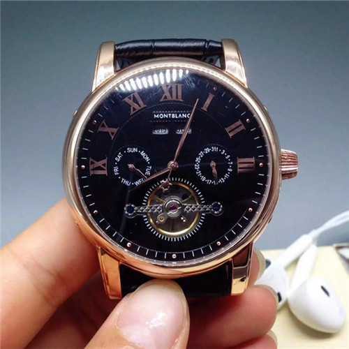 萬寶龍Montblanc男士腕錶全自動多功能機械機芯計時碼錶黃金色不鏽鋼錶殼