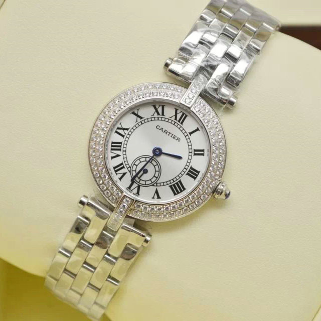 卡地亞 Cartier 鑲鑽圓形女士腕錶