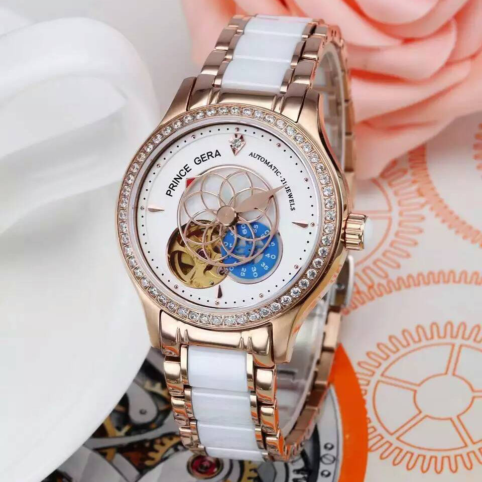 德國格拉王子 PRINCE GERA 潮流時尚派女神腕錶搭載進口全自動機械機芯