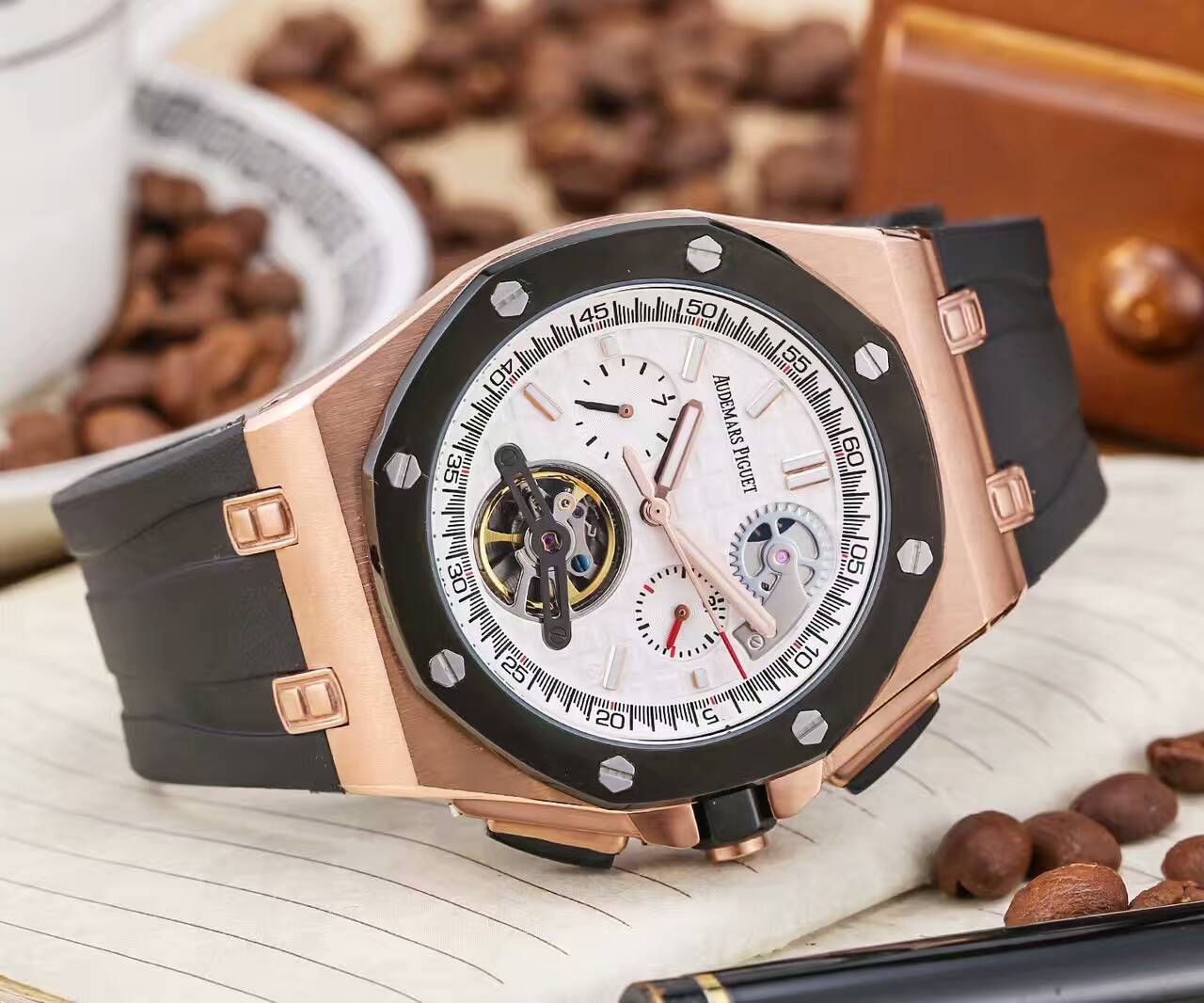 AP愛彼 礦物質耐磨鏡面 頂級橡膠表帶 精品男士腕錶