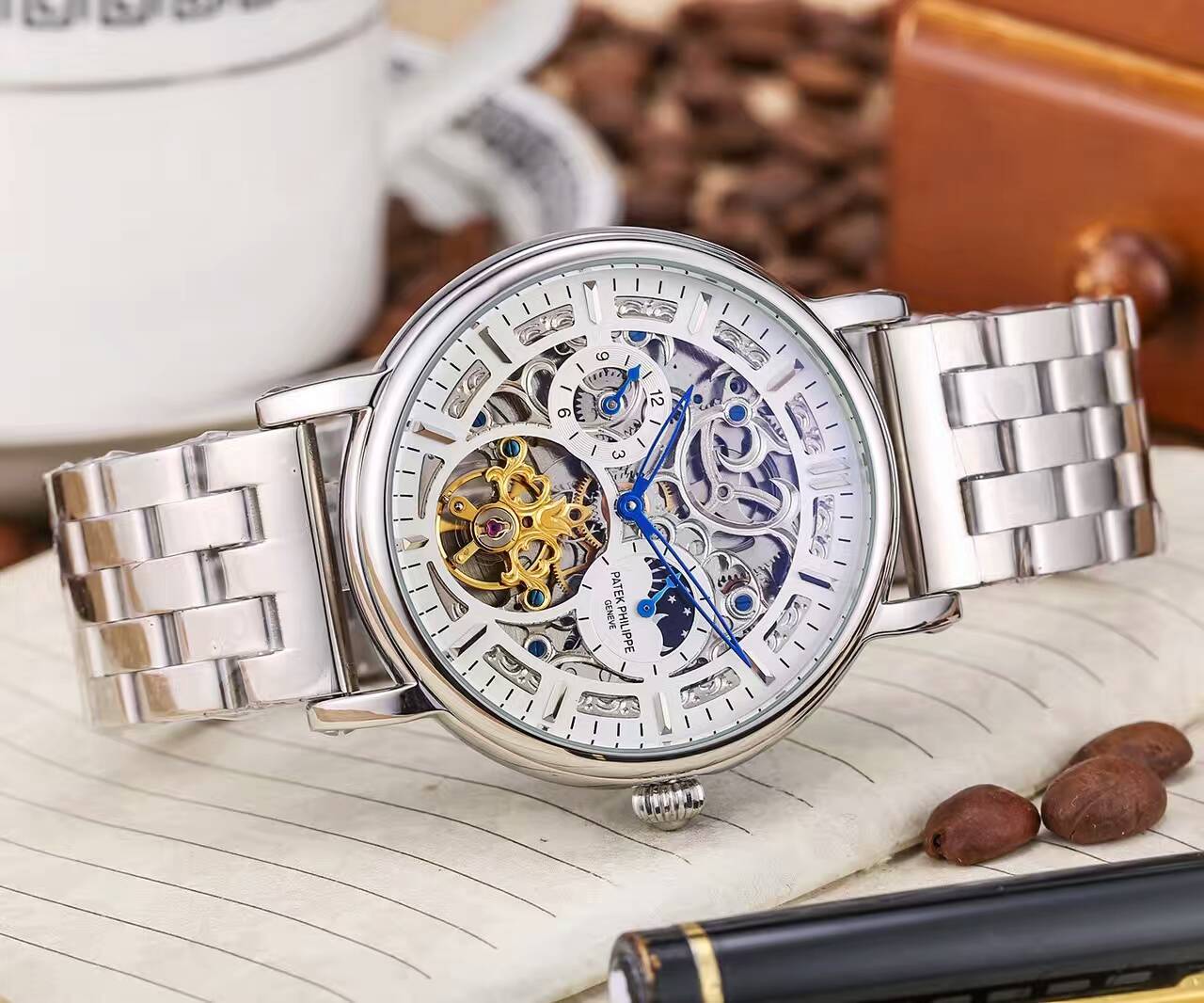百達翡麗 精品男士腕錶 礦物質超強鏡面 精鋼表帶