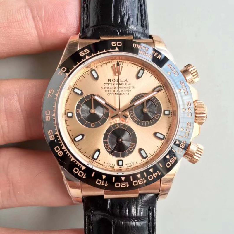 N廠 Rolex 復刻勞力士 Cosmograph Daytona 宇宙計型 迪通拿 M116515LN 搭載上海ETA7750-2自動計時機芯 黑色牛皮錶帶