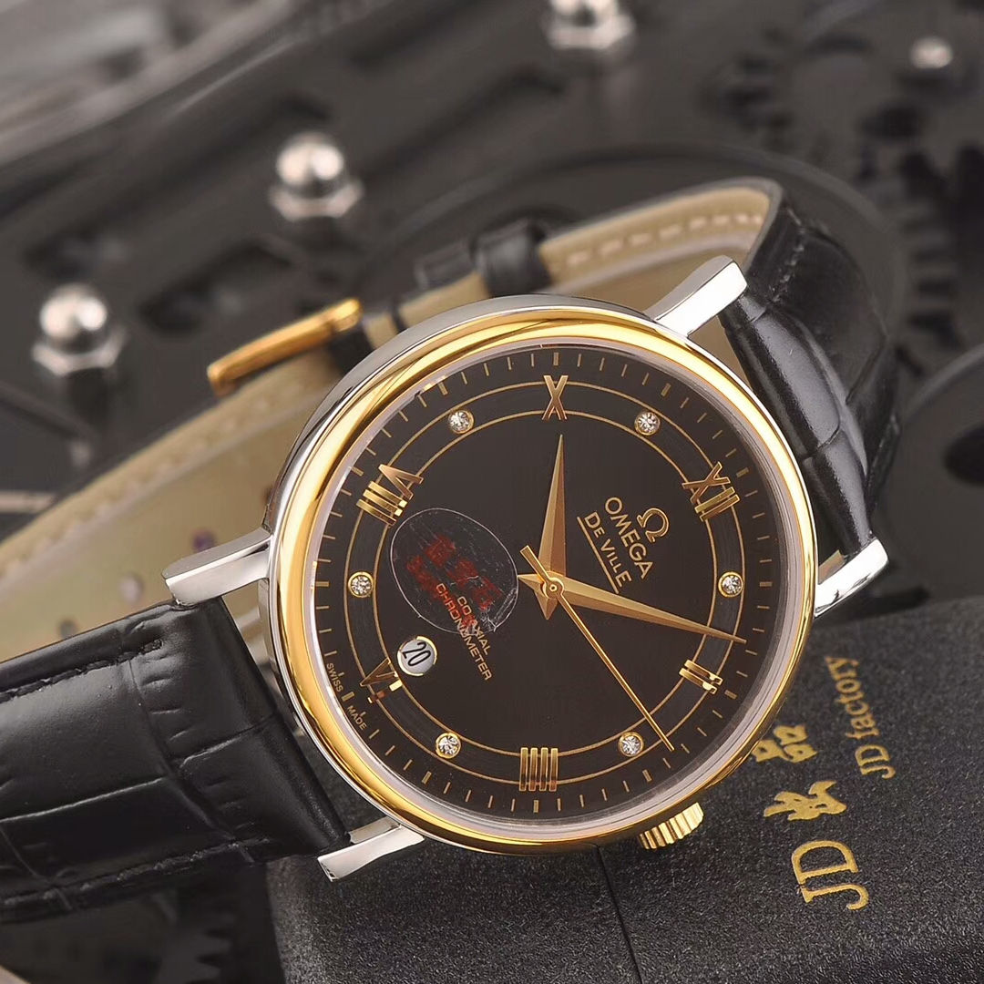 歐米茄商務休閒男士機械腕錶搭載進口西鐵城821A機芯尺寸40mm厚度12mm真牛皮錶帶原版針扣