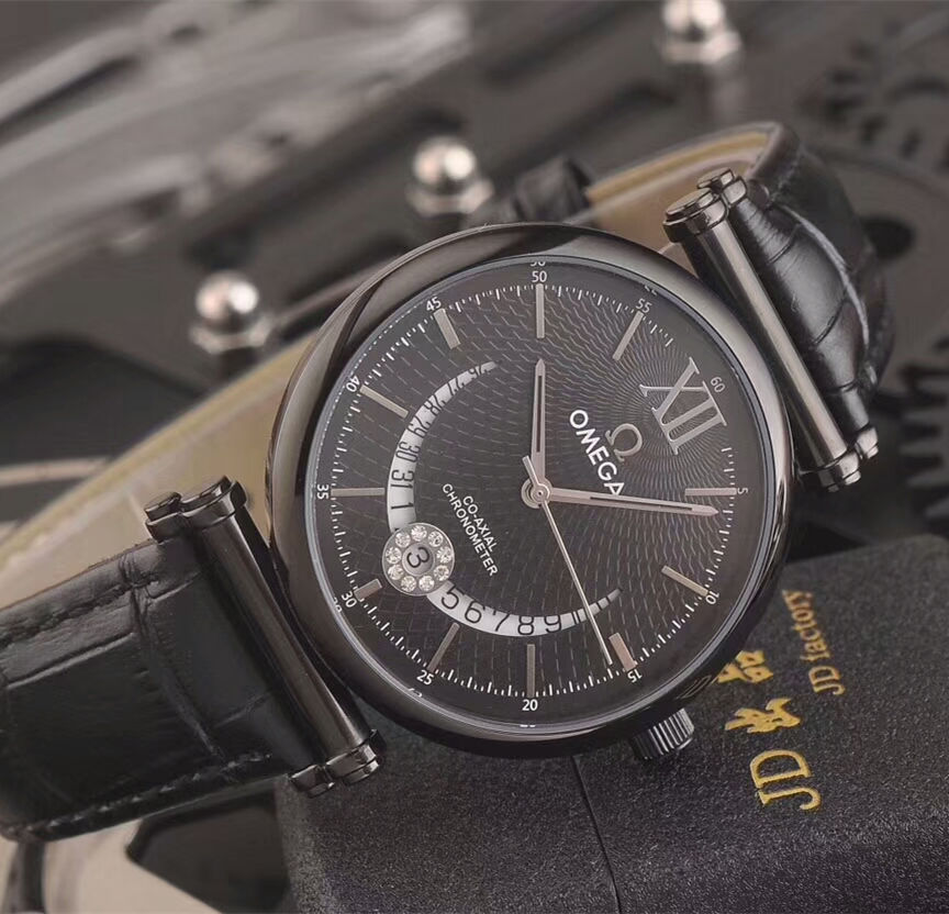 歐米茄男士機械腕錶進口日本西鐵城機芯316L精鋼錶殼真牛皮錶帶