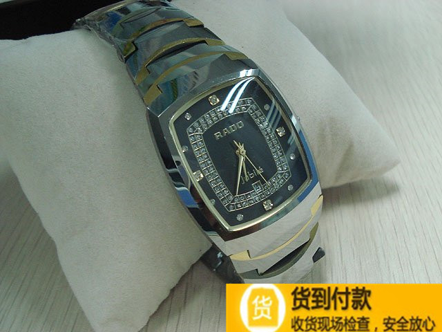 雷達手錶鎢鋼3針日曆藍寶石鏡面鑲鉆手錶