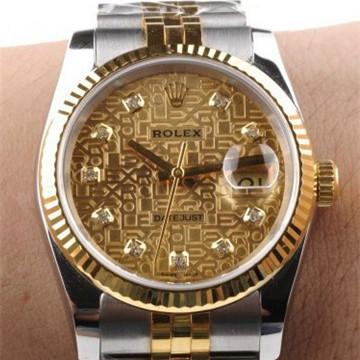 勞力士日誌型蠔式恒動型 16233 金色電腦紋機械男錶