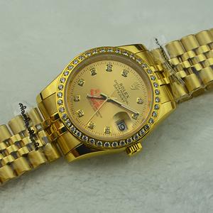 勞力士Rolex日誌型023440日本進口全自動機械 黃金色錶面 鑲鉆男錶