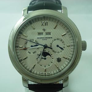 江詩丹頓雙日曆白色底真皮錶帶日本全自動進口機械機芯VC0823