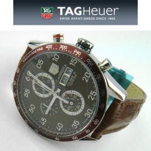 TAG豪雅CARRERA多功能計時碼錶 咖啡色面腕錶