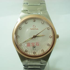 歐米茄手錶鋼帶間金男錶超薄 男錶 石英男士手錶 情侶錶 對錶