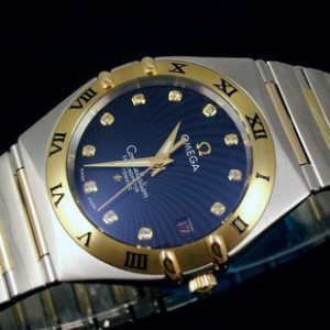 瑞士原裝 歐/米/茄/ 星座機械手錶間金藍寶石男士手錶（金圈)瑞士機芯