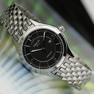 天梭 手錶唯意系列全鋼間金自動機械錶女錶T038.207.11.057.01（黑面）