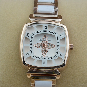 LV時尚玫瑰金方形女士腕錶