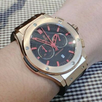 恒寶經典五針瑞士石英計時系列男士腕錶紅色指針盡顯高貴