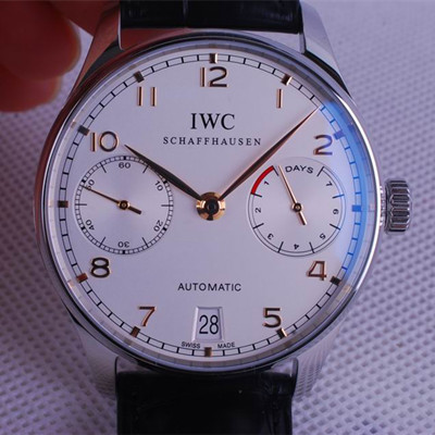 IWC萬國葡萄牙七日鏈葡七白面金針IW500114機械男錶真皮錶帶黑