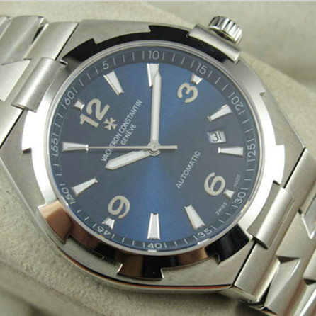 江詩丹頓縱橫四海Overseas系列航海探險銀色錶殼藍面機械男士手錶 瑞士ETA2824機芯