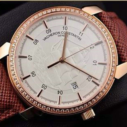 精仿手錶江詩丹頓自動機械手錶 瑞士ETA2824機芯  18K玫瑰金環鉆白面男錶