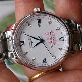 浪琴 名匠系列 銀色鑲鉆錶盤全自動機械女錶