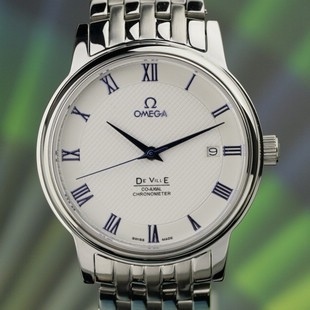 歐米茄蝶飛系列全精鋼白色錶面 藍色羅馬刻度 ETA2824全自動機械男錶