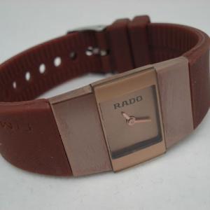 RADO雷達方形玫瑰金石英錶 女錶 女士手錶 女式手錶 軟橡膠帶 rado-020