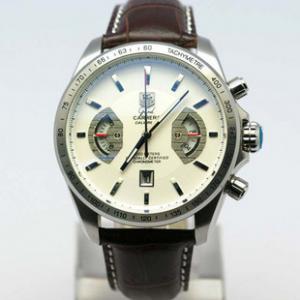 TAG豪雅CARRERA白色面/黑色面 純鋼藍寶錶鏡腕錶