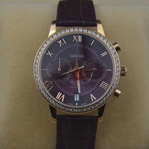 歐米茄瑞士石英雙日曆OM096550鑲鑽女士腕錶（錶盤多色可選擇）