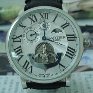 CARTIER/卡地亞男錶 陀飛輪飛反“雙逆跳”腕錶自動機械手錶鋼白