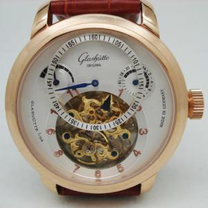 鑽石品質◆格拉蘇地動能指標顯示陀飛輪皮帶腕錶！