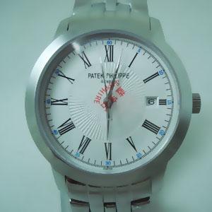 瑞士百達翡麗（PP）3針背透全自動機械全鋼時尚鑲鑽男手錶