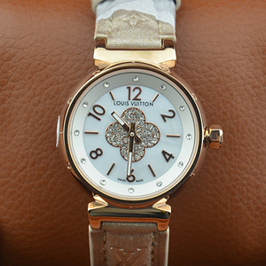 LV新款玫瑰金邊框瑞士石英女士手錶 職業女士的選擇
