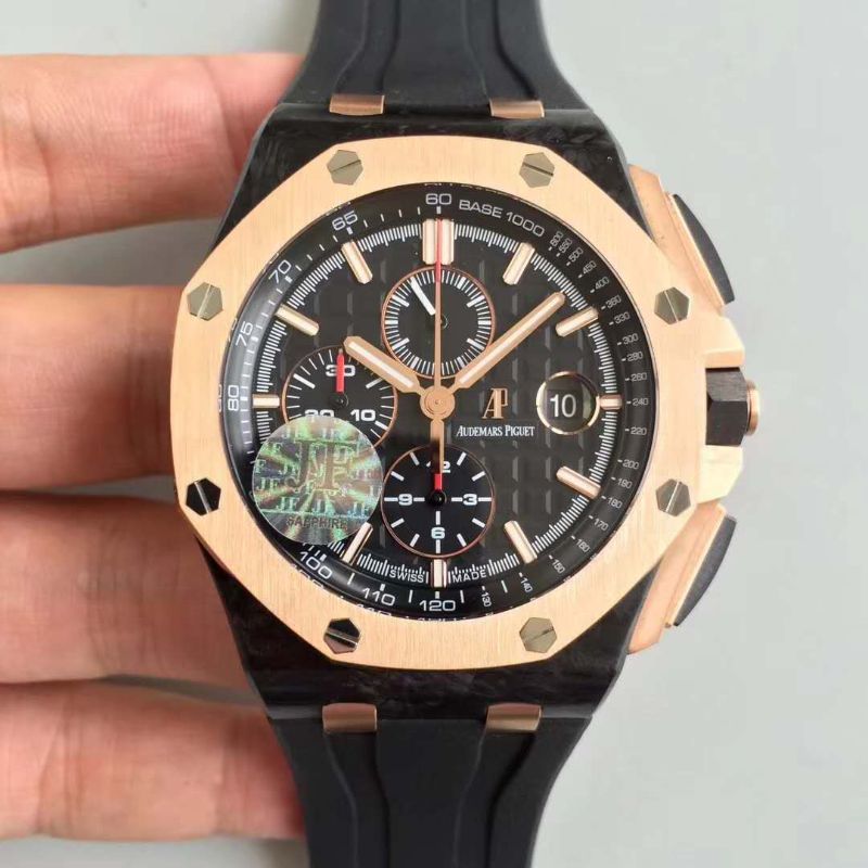 JF廠 AP 愛彼 Royal Oak Offshore 皇家橡樹離岸型 26406FR.OO.A002CA.01 搭載基礎機芯：上海7750自動計時機芯， 復刻：AP Calibre3126 黑色膠帶