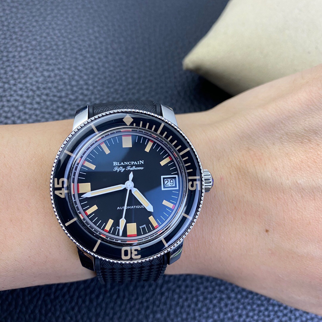 寶珀手錶最新款式五十噚系列5008B腕表最美寶珀梭子魚