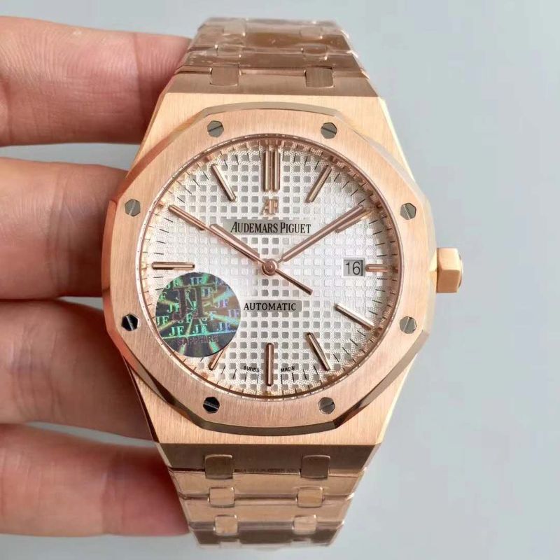 JF廠 愛彼（Audemars Piguet ）皇家橡樹系列15450 玫瑰金金色錶盤 搭載日本原裝MIYOTA 9015自動機芯，復刻AP C alibre 3120機芯